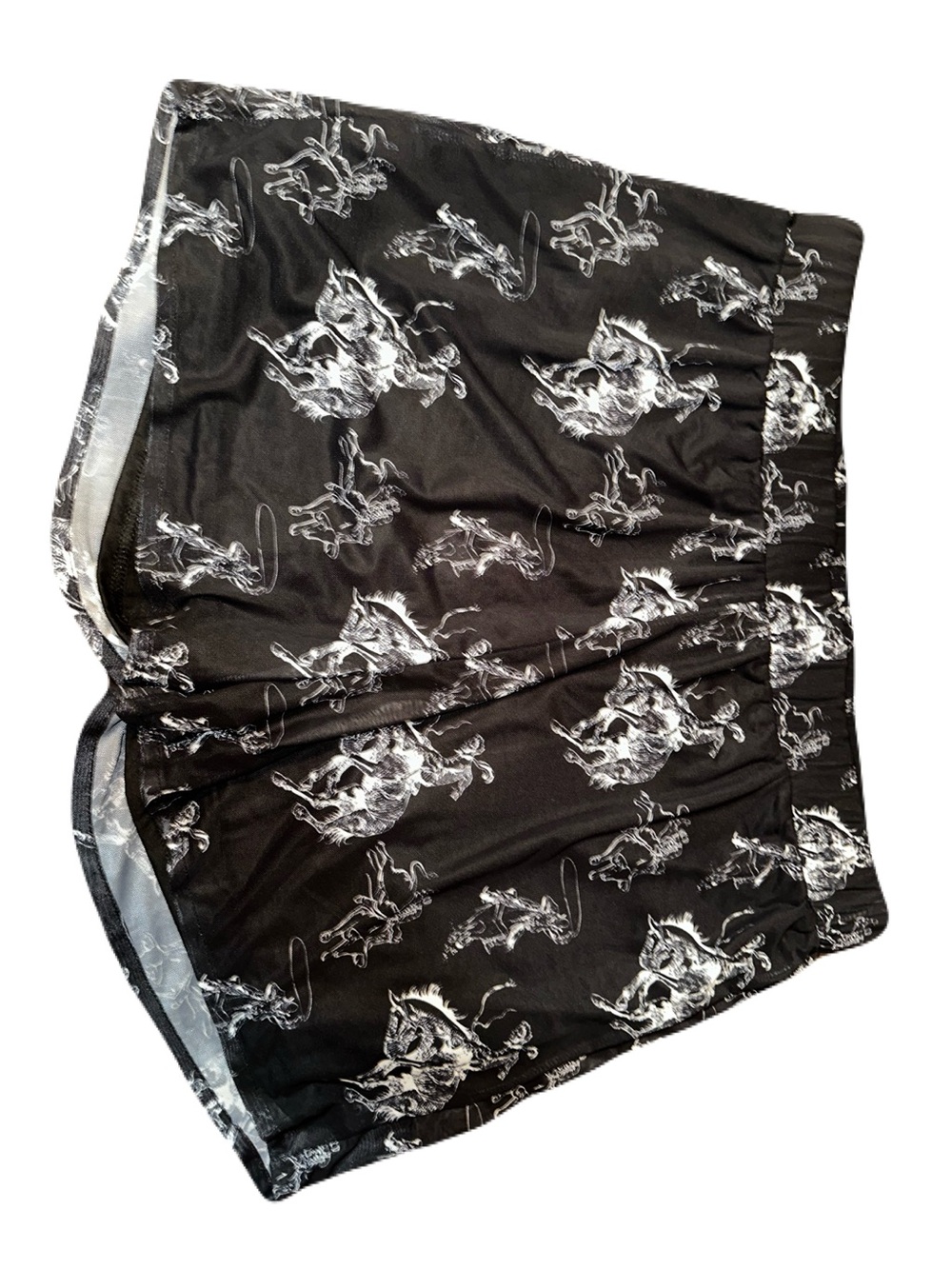 Black Women's Shorts with White Rodeo Print